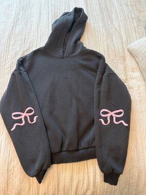 Dark Gray Edikted Bow Oversized Hoodie